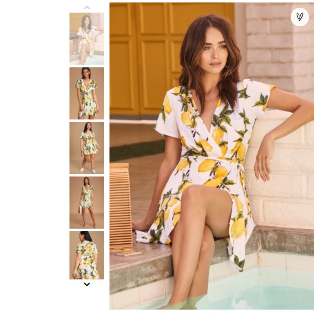 A La Tart White and Yellow Lemon Print Wrap Dress